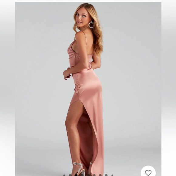 NWT - Windsor Lola high slit satin dress rose gold - Picture 3 of 5